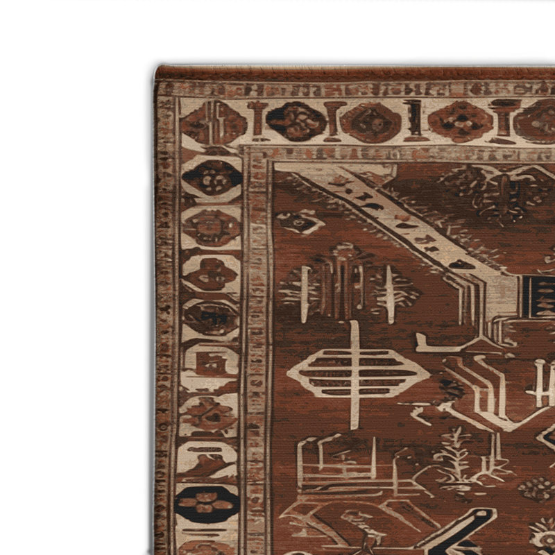 Tapis d'intérieur et d'extérieur brun Persian, Rectangle 4pi x 6 pi