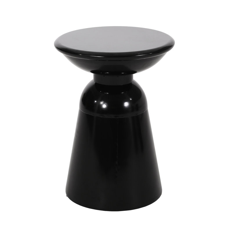Modern Large Outdoor Metal End Table - Black Iron With Stable Construction And Design, 15"x15"x20.13", No Assembly Needed Pedestal Structure, Required