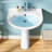 21" W x 19" D Pedestal Sink for Bathrooms U-Shaped Vitreous China, 3 Faucet Hole & Overflow, White-111720644