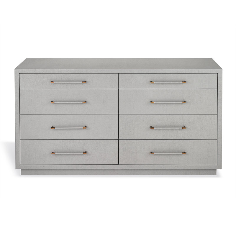 Taylor Solid Wood 60'' W 8 - Drawer Dresser, Light Gray/Antique Brass