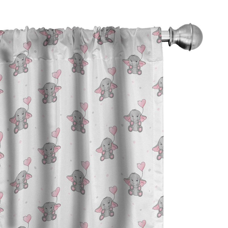 Elephant Nursery Semi-Sheer Rod Pocket Curtain Panels, 28" x 63"