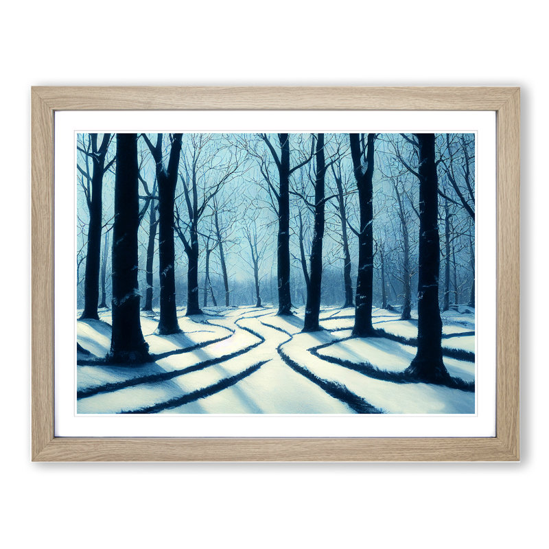 Joyous Winter Forest - Framed Print, 25cm H x 34cm W x 2cm D, Oak