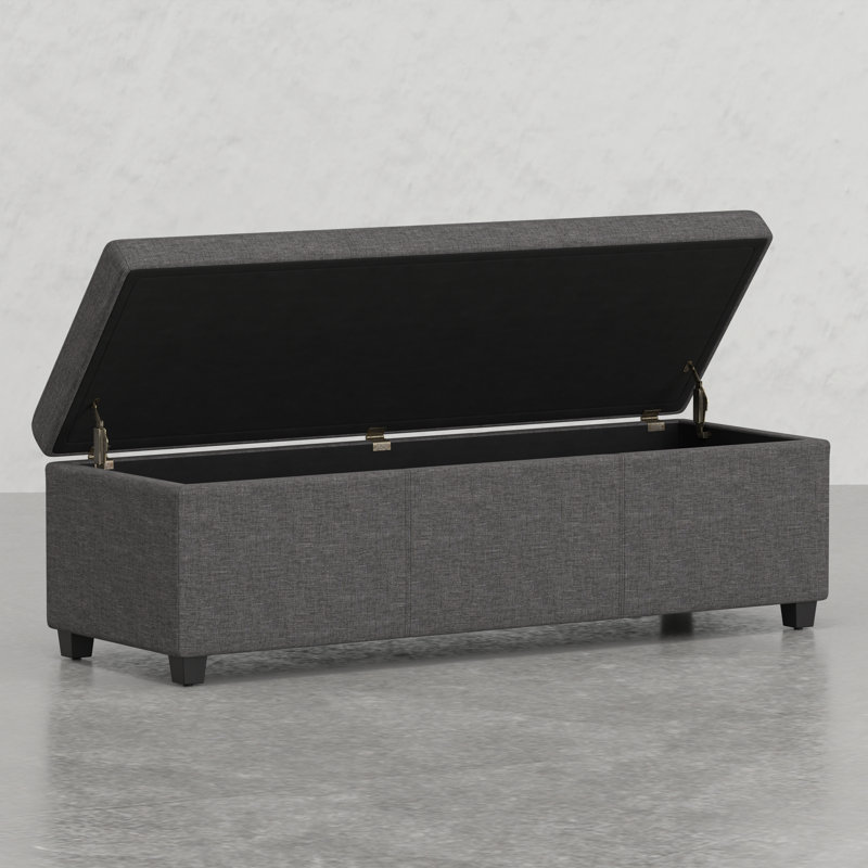 Très grand banc repose-pieds avec rangement, Gris
