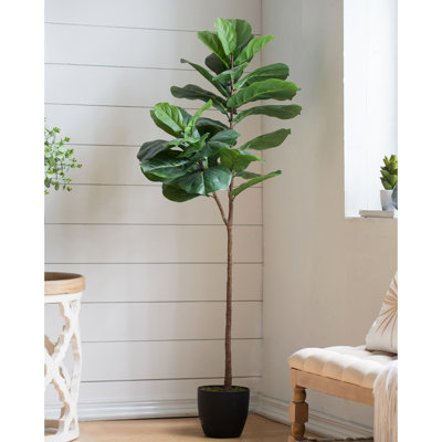 59.1'' Faux Fiddle Leaf Fig Plant in Pot