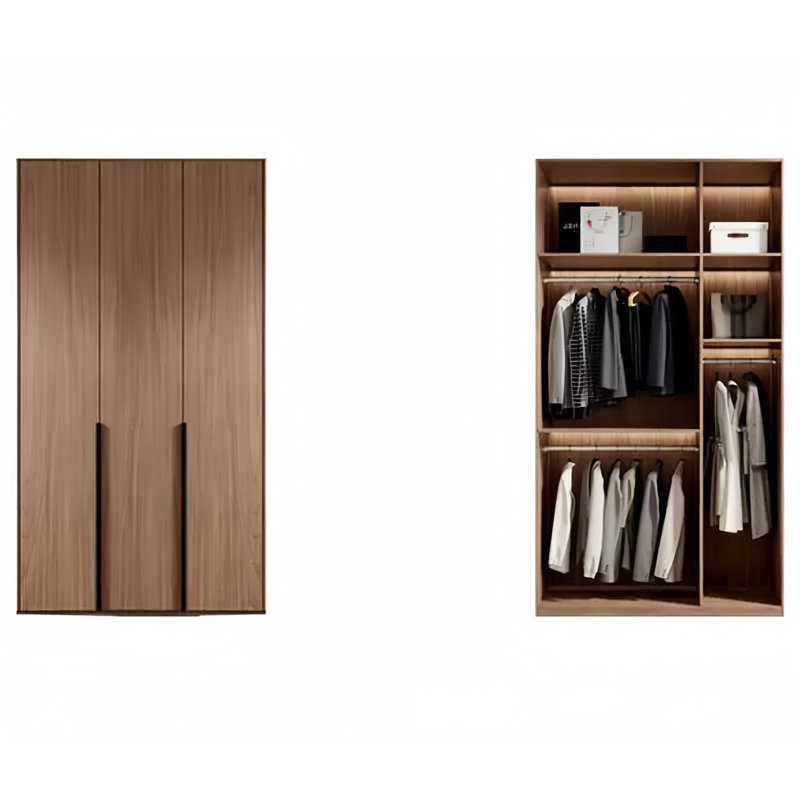 Classic Simple Walnut Color Wardrobe, 94.49" H x 47.24" W x 23.62" D