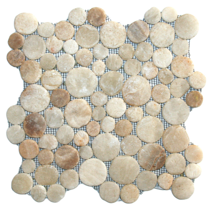 CNK Rhine Random Natural Stone Mosaic Glazed Mixed Quartz Tile Mesh Backed Ideal for Bathroom 1 Sq. Ft.