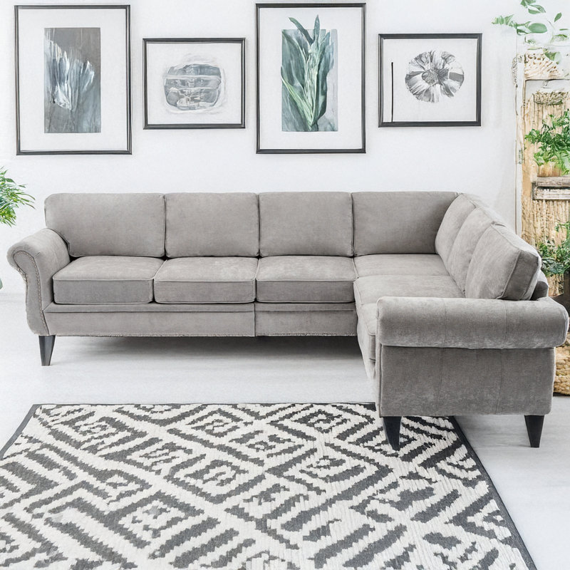 Canapé modulaire 109,5 po Rivets, Gris clair