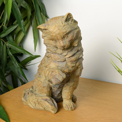 Joaquin CAT 25cm Carved Wood Effect