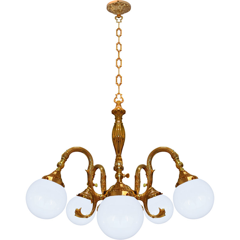 Frakes 5 - Light Candle Style LED Chandelier, Bright Gold