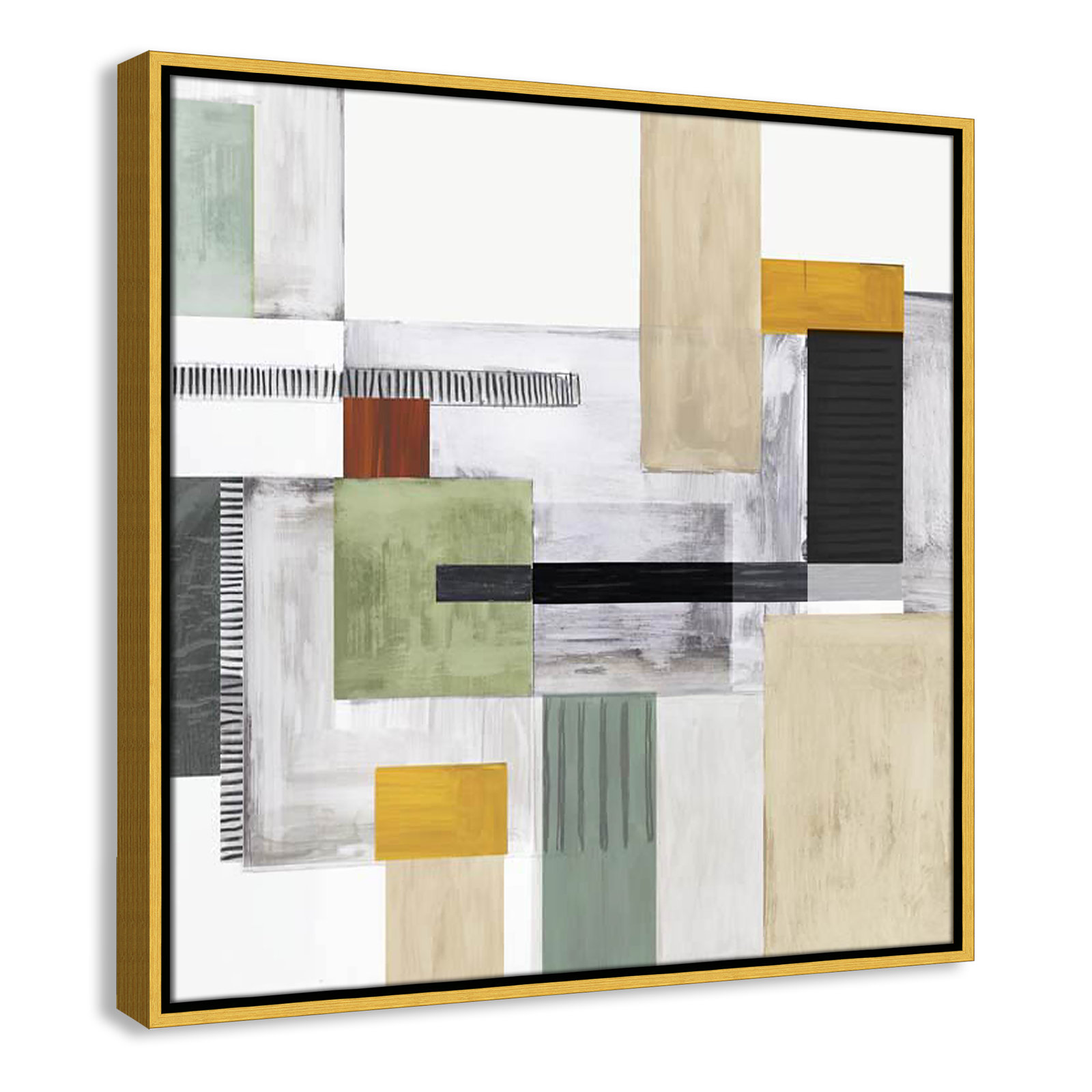 Playful Blocks Print, 25.5" H x 25.5" W x 2" D, Gold Floater Framed