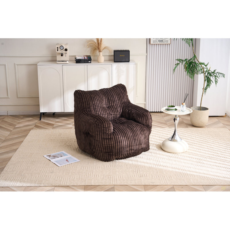 Fauteuil à billes en velours côtelé doux et moelleux rempli d'éponge à mémoire de forme, Brun