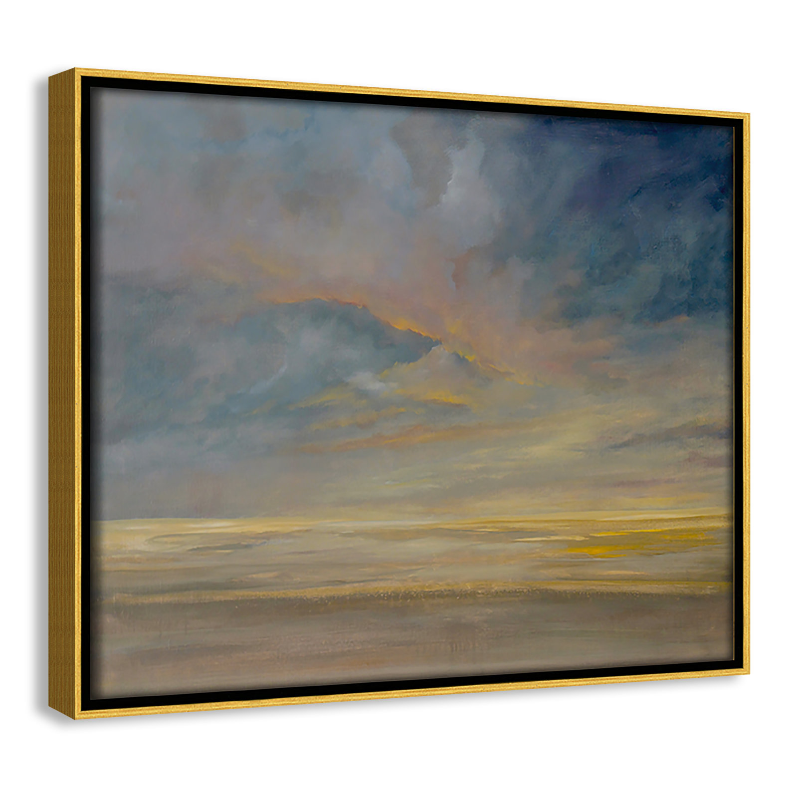 Saffi "Dawning Unrest" Painting, 9.5" H x 11.5" W, Gold