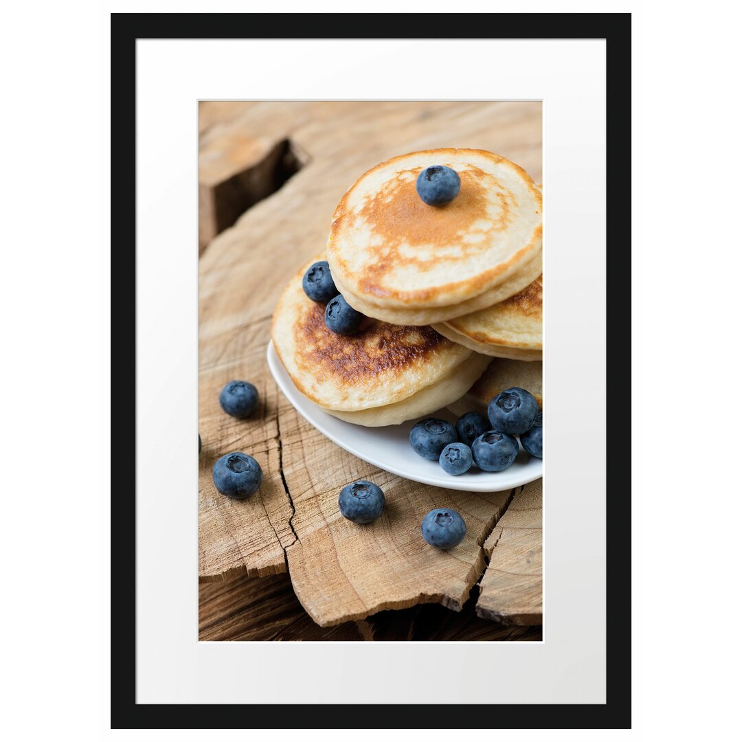 Gerahmtes Poster Pancakes mit Blaubeeren