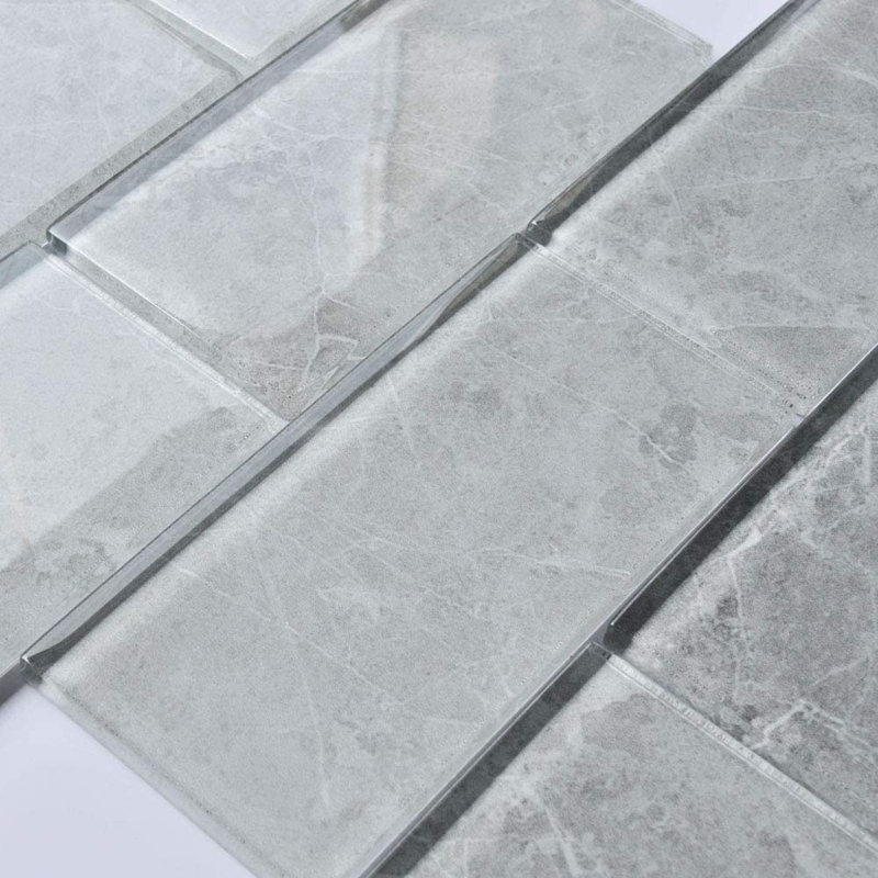 Guro 3" x 6" Glass Stone Look Subway Wall Tile