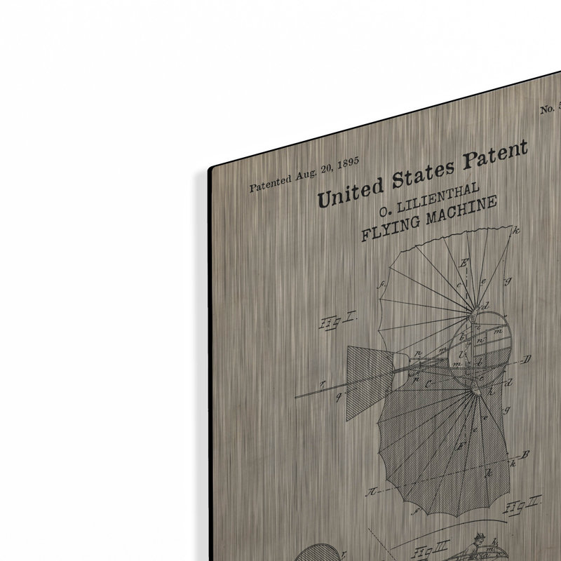 «Flying Machine Blueprint Brevet Parchment» par Patents, H 16 po x l 12 po