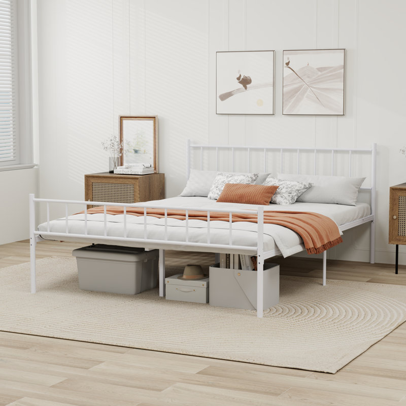 Metal Bed, Queen, White