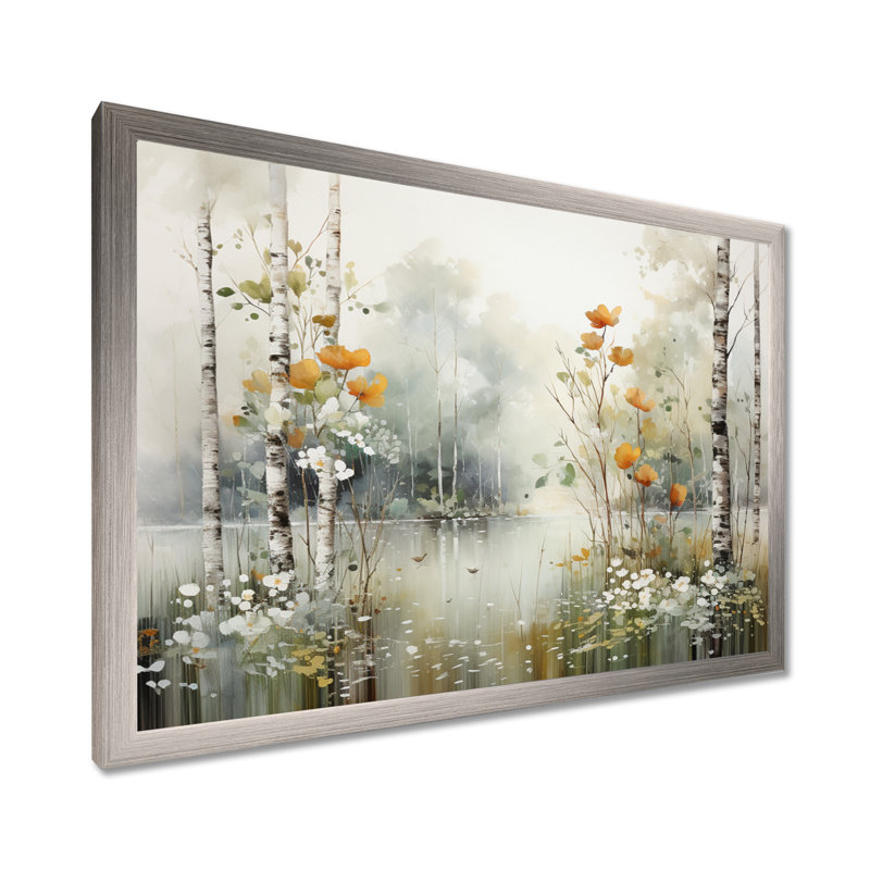 Binimal minimalisme forêt bois I - impressions sur toile forêt, H 30 po x l 40 po x P 1,5 po, Cadre simple argenté