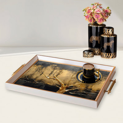 Elegant Glass Tray, 19.7 x 11.4 x 1.4 inches | 100% Durable Glass Construction | Easy to Clean with Damp Cloth | Ideal for Serving, Decorative Display, and Organizing | Stylish Addition to Home Décor
