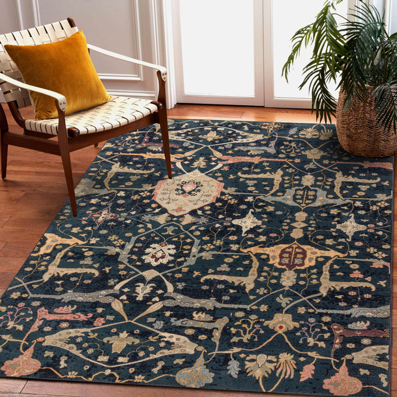 Zack Oriental Wool Area Rug, Blue, Rectangle 200 x 300cm
