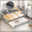 Lit de jour en bois avec lit gigogne simple, lit de jour avec tablette de rangement et ports de chargement USB-1534926372