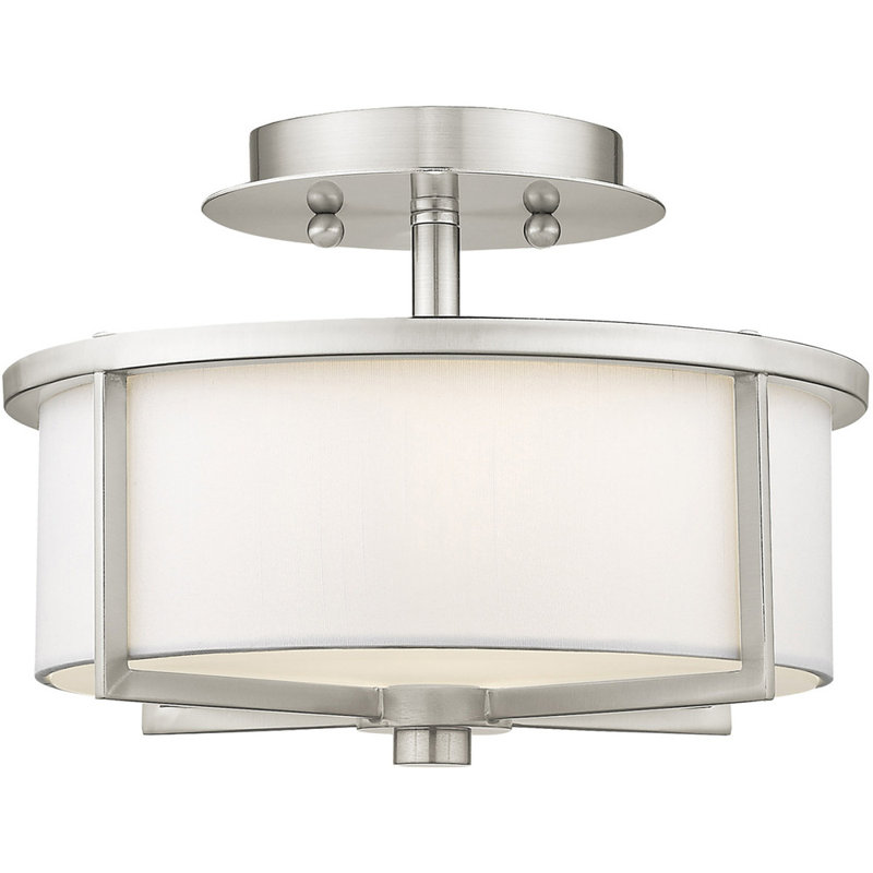 Fabric Semi Flush Mount, Brushed Nickel