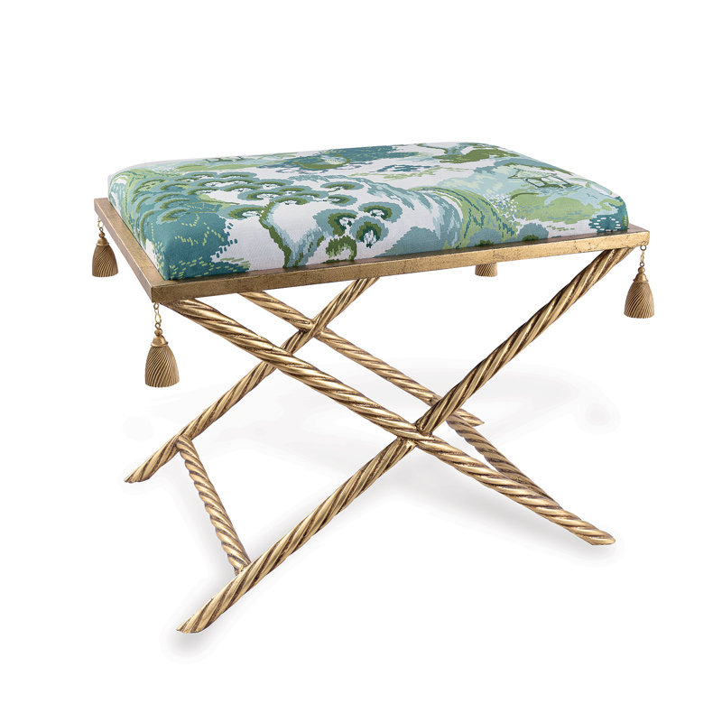 Banc rembourré en acier avec mélange de polyester Delfern, Céladon