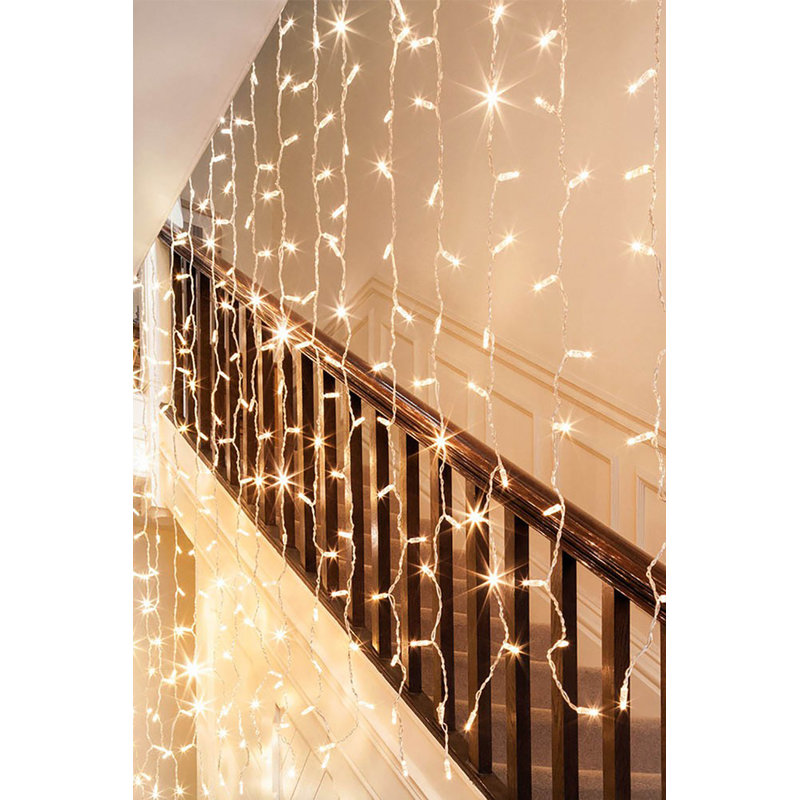 Curtain 300 Light Icicle Lights, Warm White