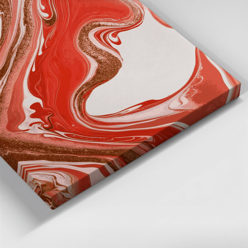 Abstrait art fluide sur toile rouge 58, H 36 po x l 24 po