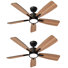 42'' Ceiling Fan With LED Lights for Medium Rooms (Set of 2)