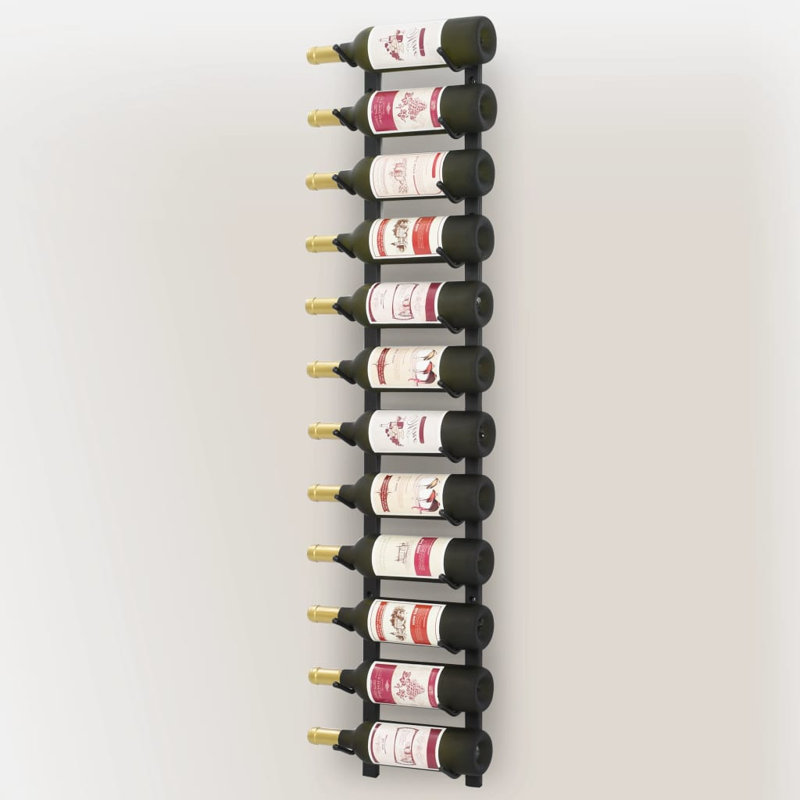 Support de rangement mural pour porte-bouteilles Dellarae, Noir, H 47,2 po x l 7,5 po x P 4,3 po
