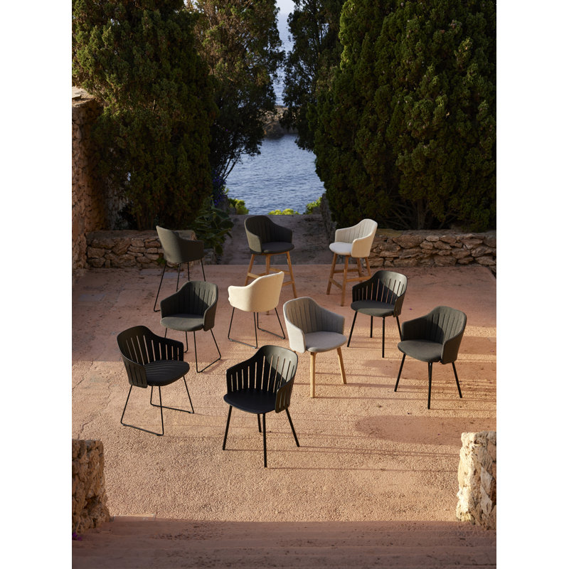 Choice Chair Indoor and Four Steel Legs Base with Upholstery Cover Set (Cane-line Ambience Seat-Back Cover), Black, Black