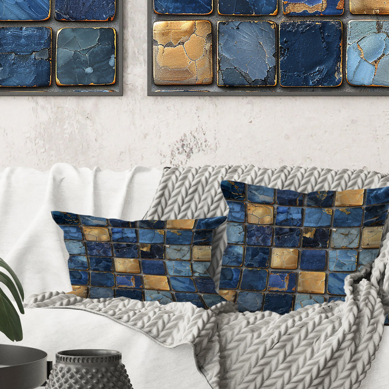Coussin lombaire bleu Mid-Century II