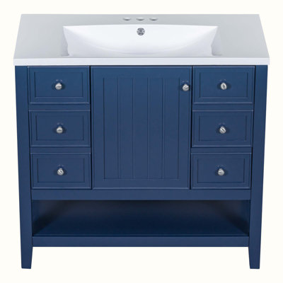 Meuble-lavabo simple 36 po avec plateau en bois manufacturé Payeng
