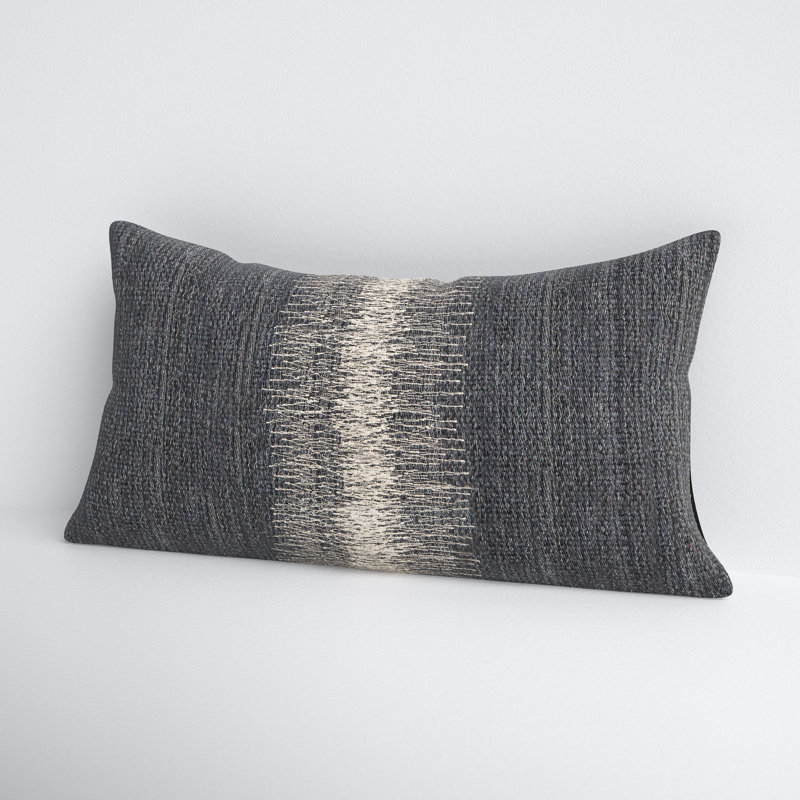Aravalli Ombre Black and Gray Wool Lumbar Pillow