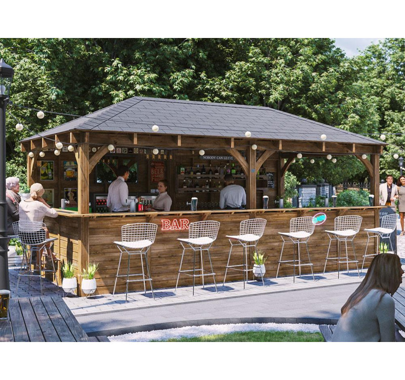 Dunster House Garden Bar Wooden Outdoor Bar Gazebo Full Length Counter 6m x 3m Leviathan