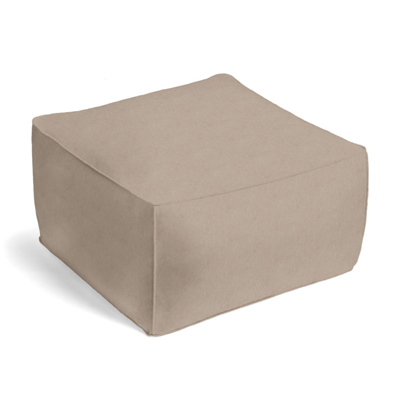 Upholstered Pouf, Taupe Velvet