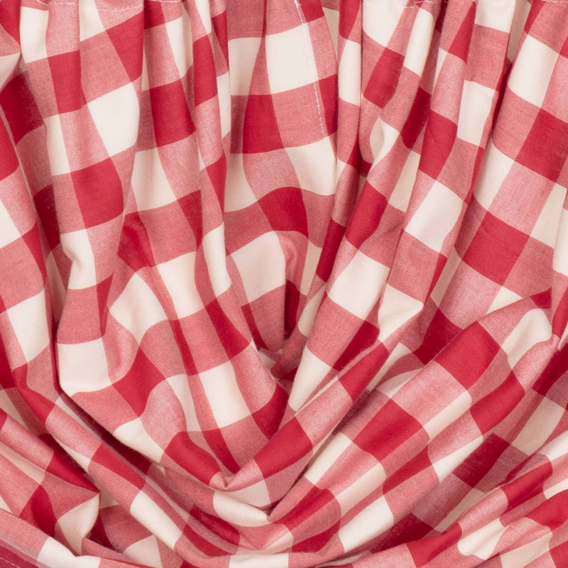 Cantonnière à carreaux 60 po Annie, Rouge champêtre / crème antique