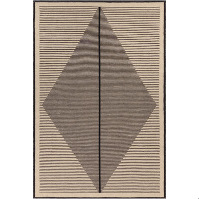 Ferdinand Authentic Hand-Woven Handmade Beige & Black Minimalist Geometric Eco-Friendly Indoor/Outdoor Area Rug