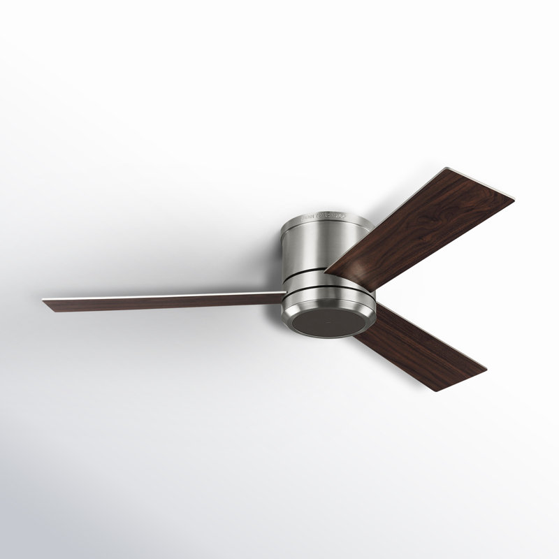 Rodrick Ceiling Fan with LED Lights, 52 inches, Brushed Steel with Silver/Walnut Blades