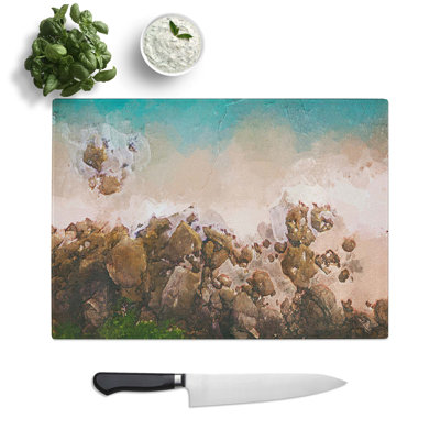 Tempered Glass Beach Lines Chopping Board
