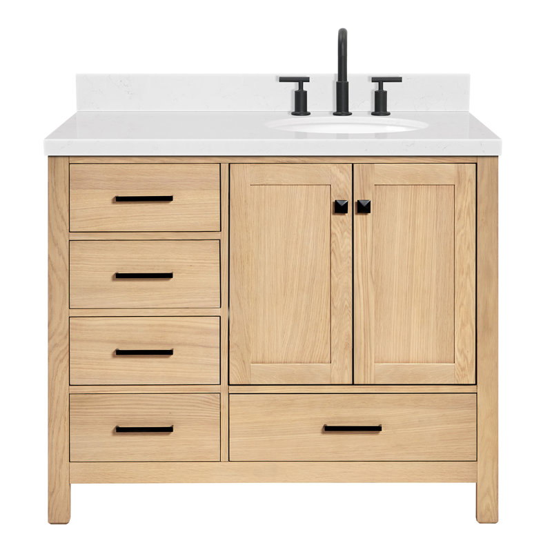  Meuble-lavabo simple 42,25 po avec plateau, Chêne, Oval, Right