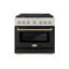 ZLINE Autograph Edition 36 in. 5.2 cu. ft. Paramount Dual Fuel Range W/ 6 Burner DuoPro Cooktop and Electric Convection Oven in Satin Stainless Steel W/ Black Matte Door and Champagne Bronze Accents-117395822