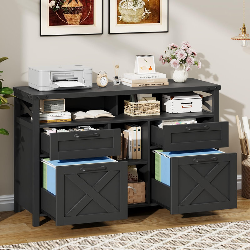 Classeur Farmhouse avec tablette réglable, Black