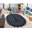 Tapis ovale en jute bleu marine tissé à la machine-101956697