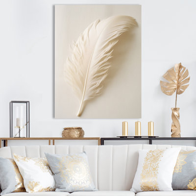 Plume délicate de bohème blanc - art mural grand plumes