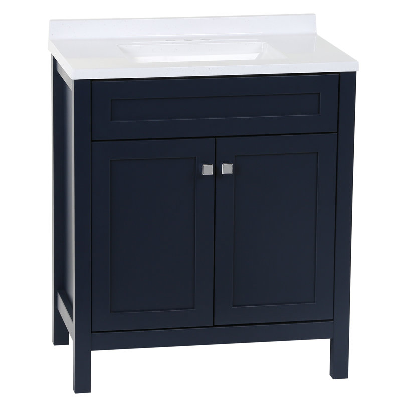 Keanon 30.5'' Single Bathroom Vanity with Solid Surface Top, Snow
