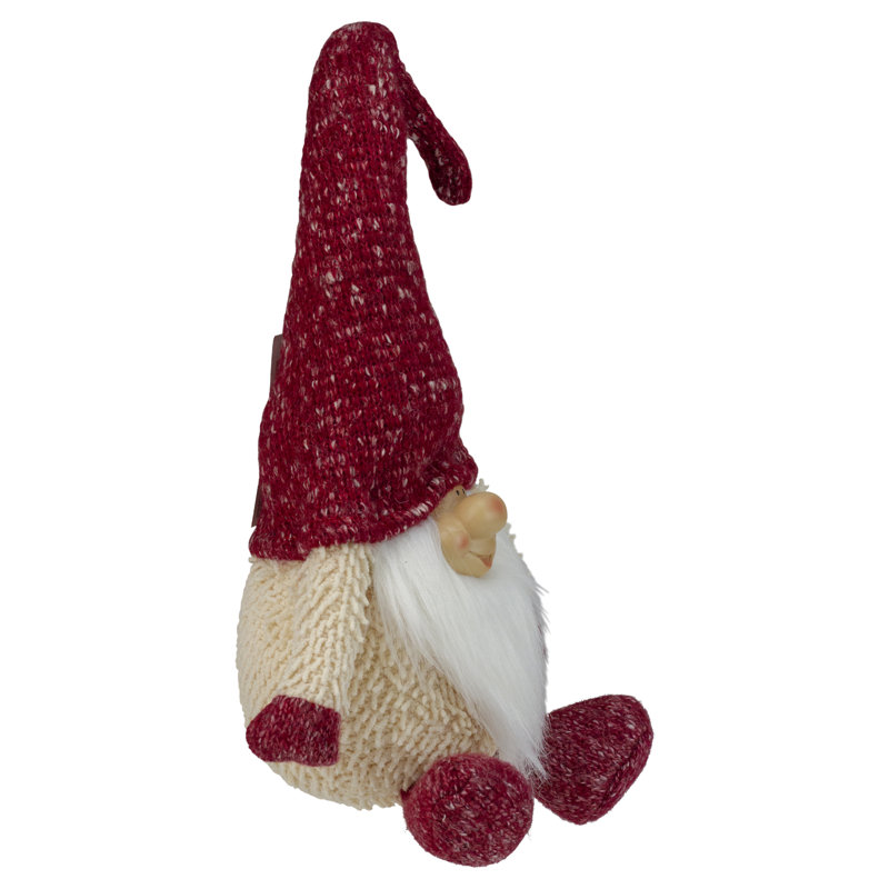 Figurine de Noël en peluche ivoire et rouge, 17 po x 14 po, Ivoire / Rouge