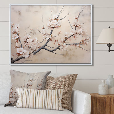 " Minimalism Gray And White Cherry Blossom "