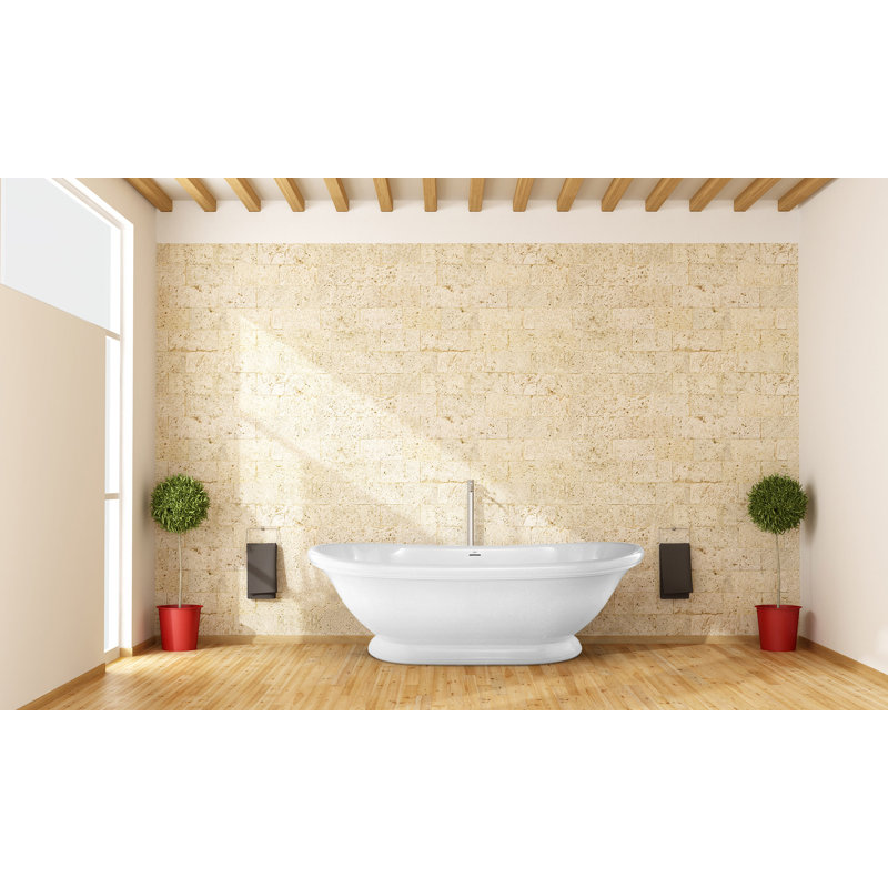 Georgetown 70'' L Freestanding Soaking Bathtub, Glossy White