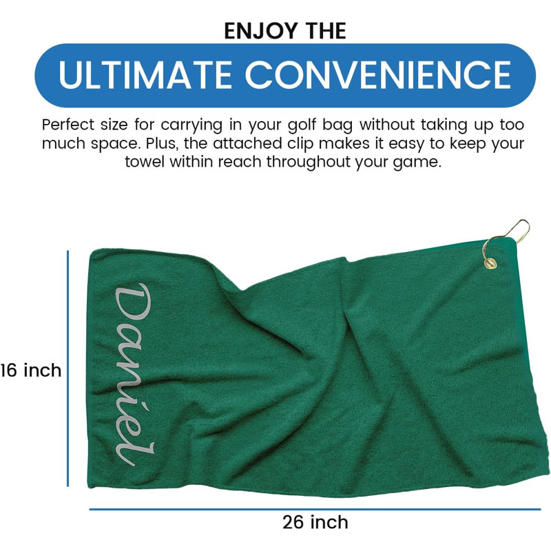 Cotton Embroidered Golf Towels Kitchen Towel, Hunter Green, Yes
